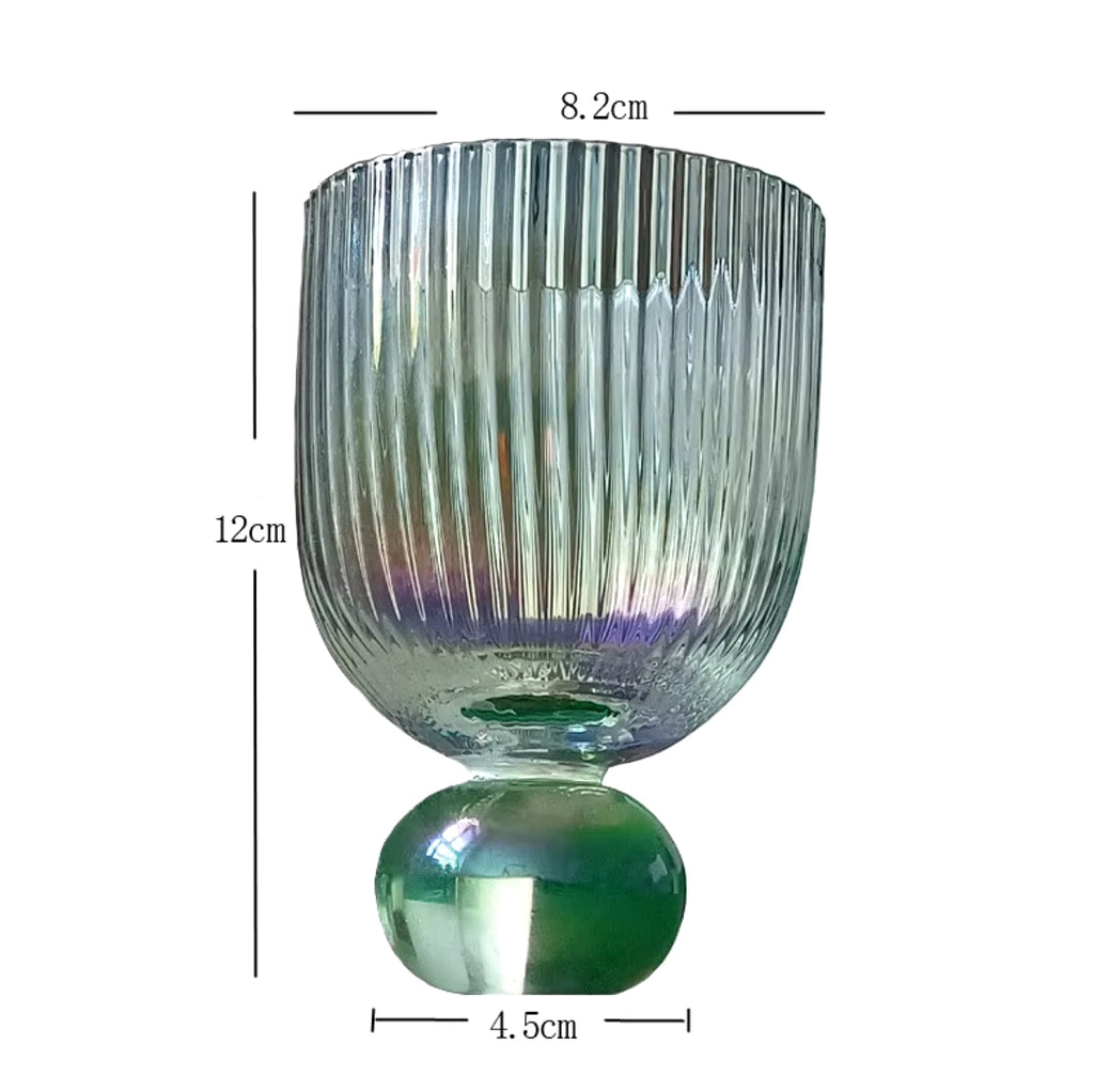300ml Nordic Ribbed Wine Glasses with Green Ball Base