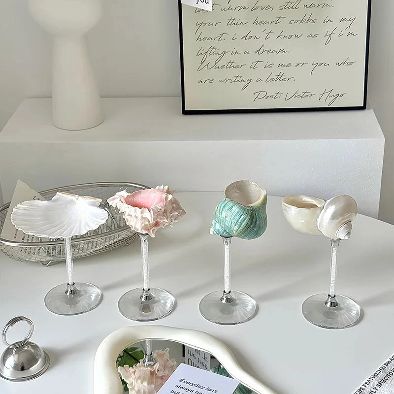 Seashell Glitter Stem Glasses Set of 4 | Cocktail | Barware