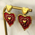 Pendientes Colgantes Corazón Rojo Fuego Del Amor