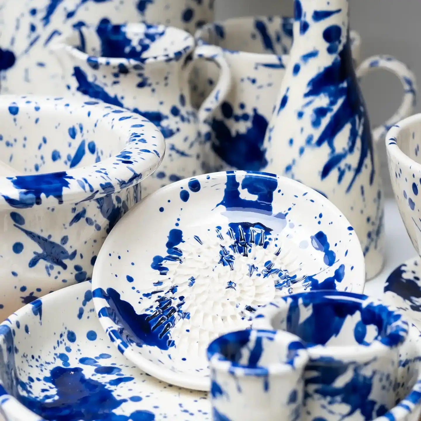 Deep Serving Bowl Blue Splatter