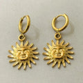 Pendientes De Aro Sol De Acero Inoxidable