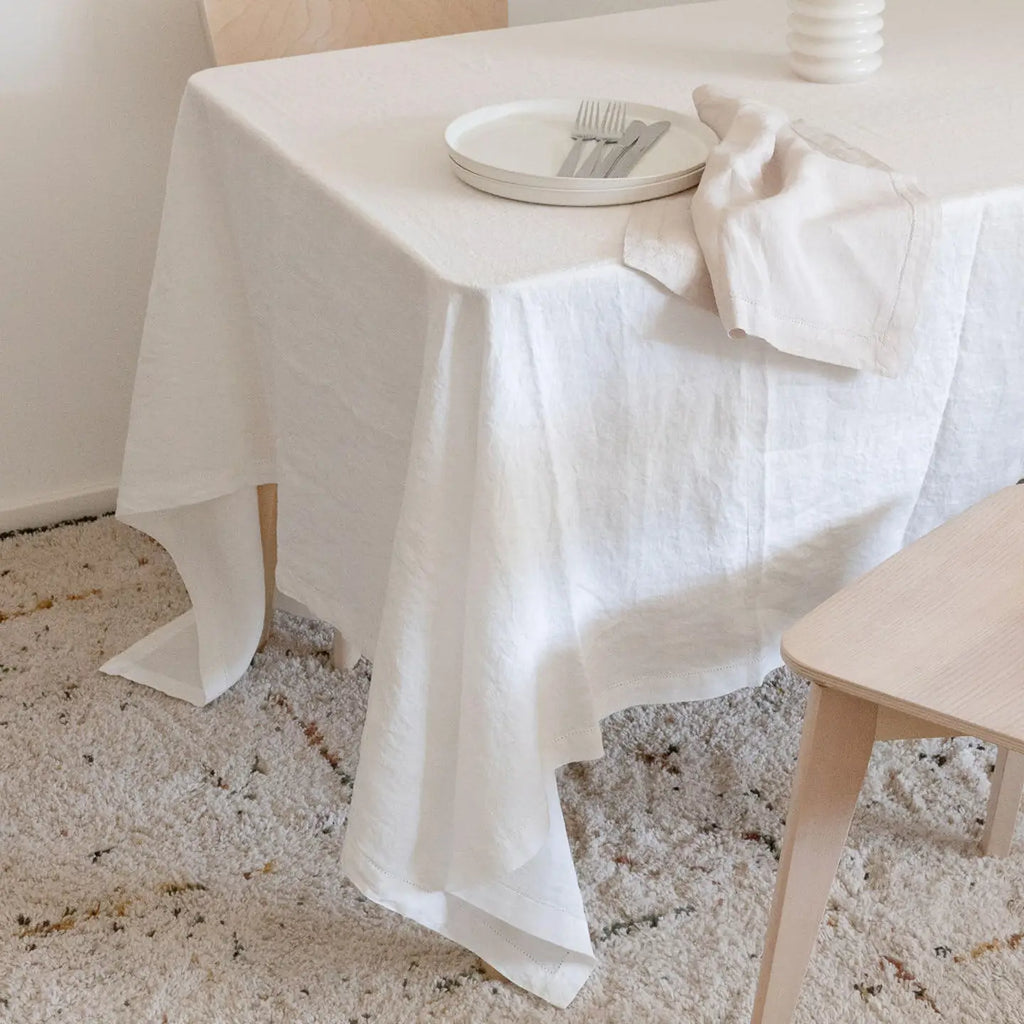 Off-White Linen Tablecloth