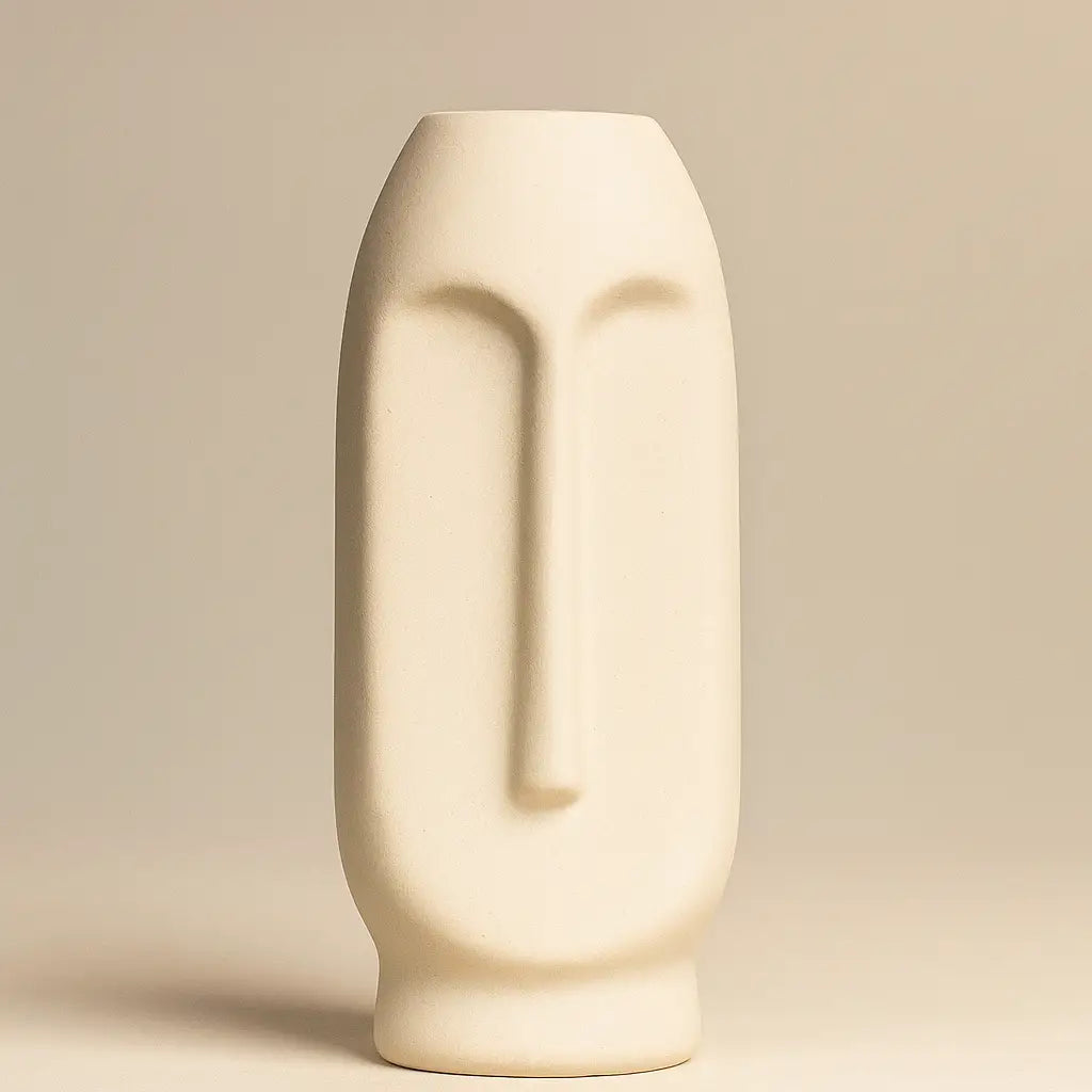 Abstract Face Vase – Sculptural Ivory Accent