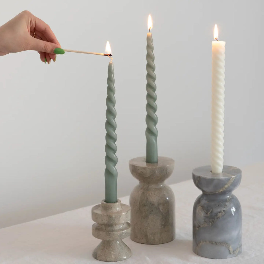 Fire Gray Marble Candle Holder