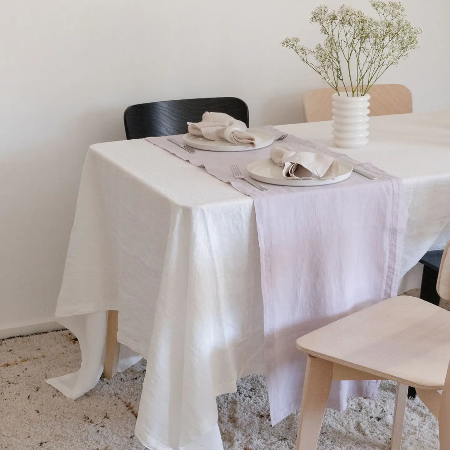 Off-White Linen Tablecloth