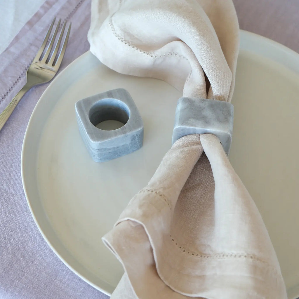 Kai Marble Napkin Ring Set Gray