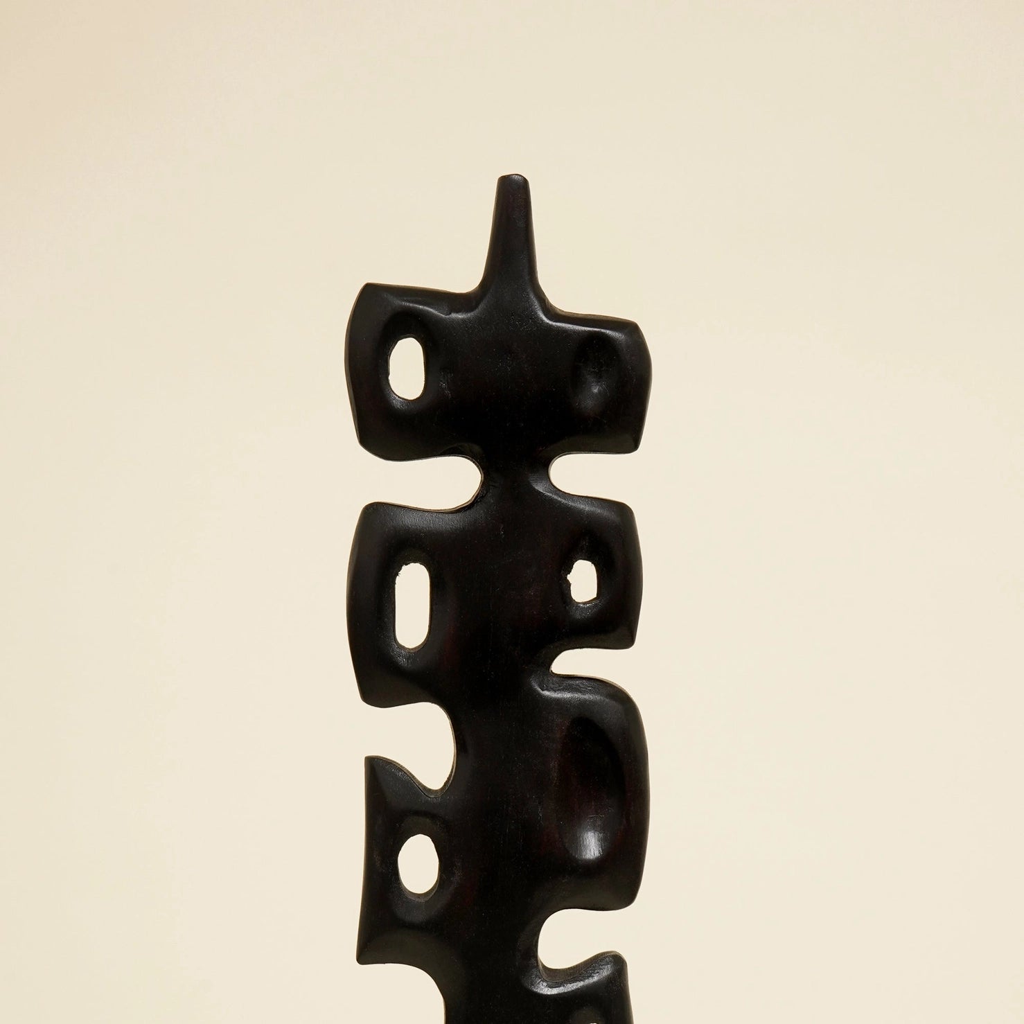 Abstract Vertical Spine Sculpture in Sleek Black Finish