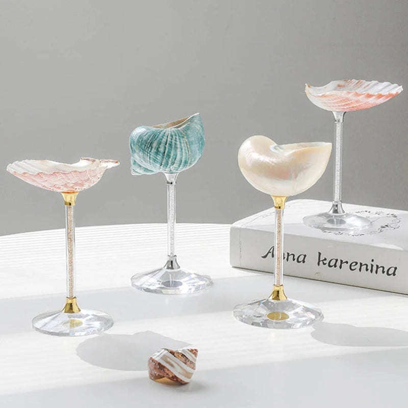 Seashell Glitter Stem Glasses Set of 4 | Cocktail | Barware