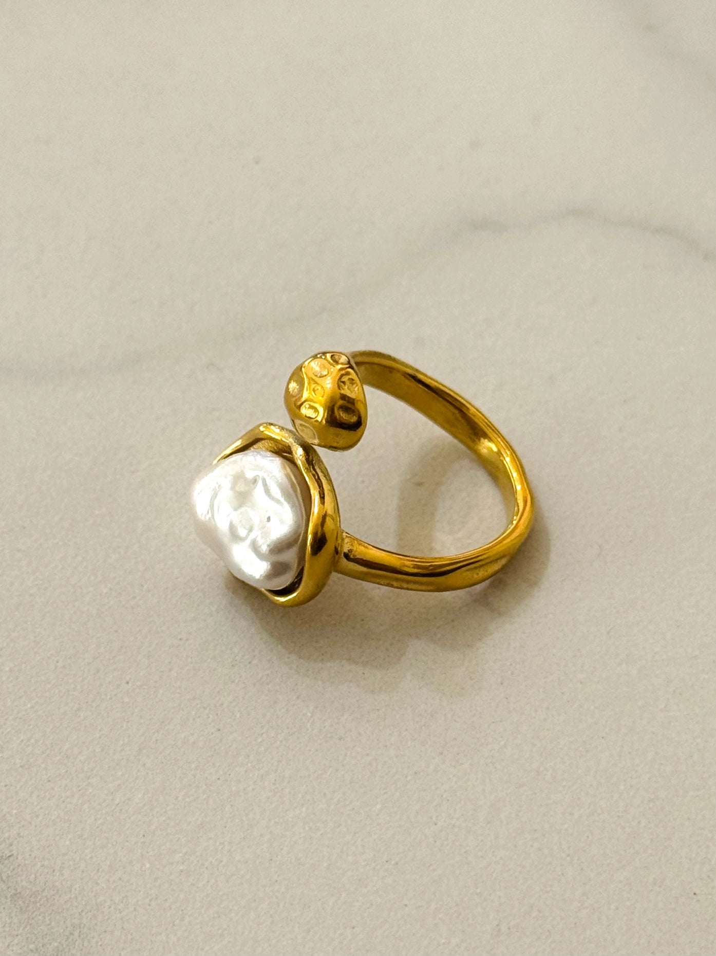 Romàntica Anillo De Acero Inoxidable Con Perla