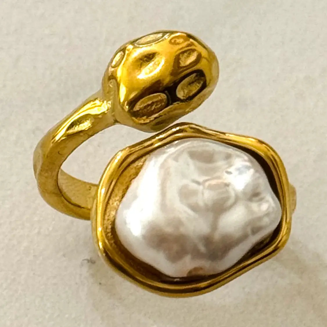 Romàntica Anillo De Acero Inoxidable Con Perla