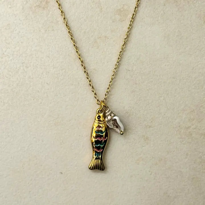 El Saler Collar Pez Con Colgante De Concha Marina