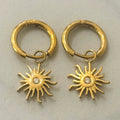 Pendientes De Aro Sol Minimalistas Con Circonitas Blancas