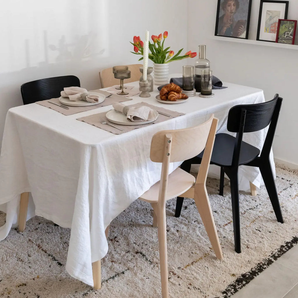 Off-White Linen Tablecloth