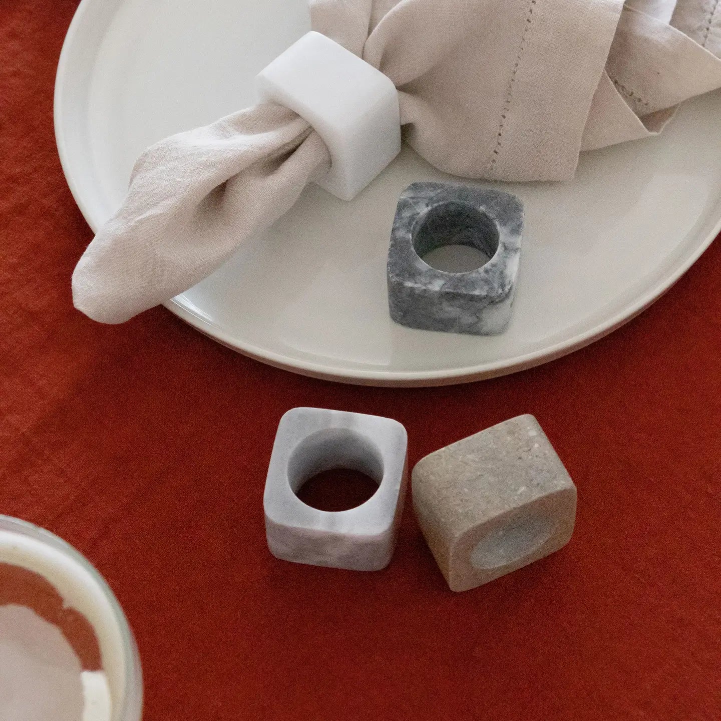Kai Marble Napkin Ring Set Gray