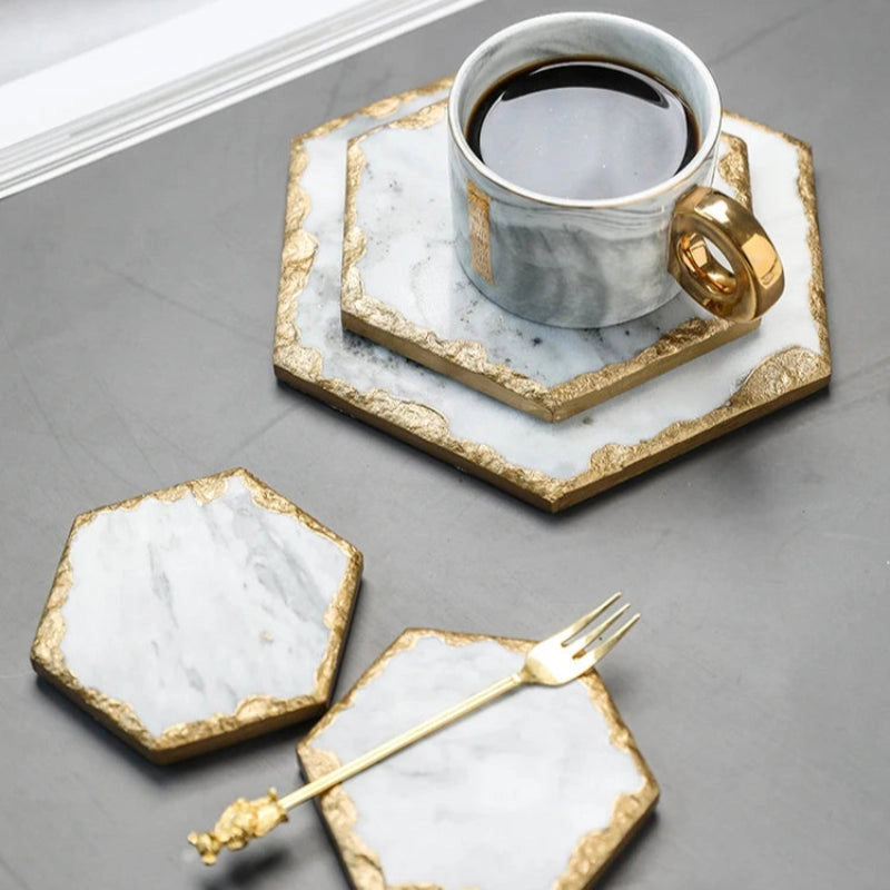 European Marble Coasters | Marble and Gold Coasters