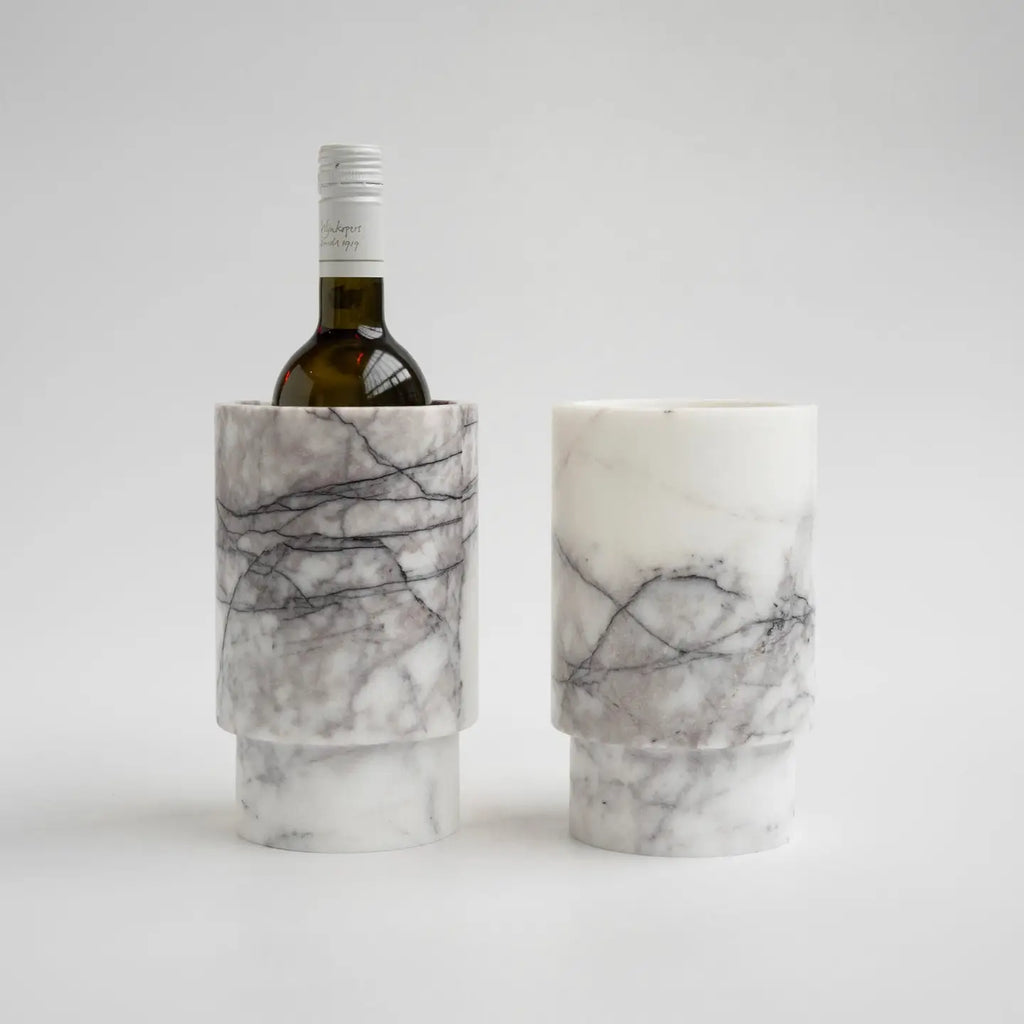 White Lilac Marble Vase - Wine Cooler
