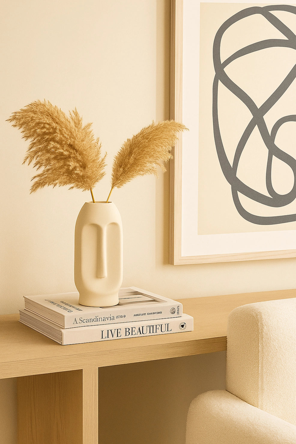 Abstract Face Vase – Sculptural Ivory Accent