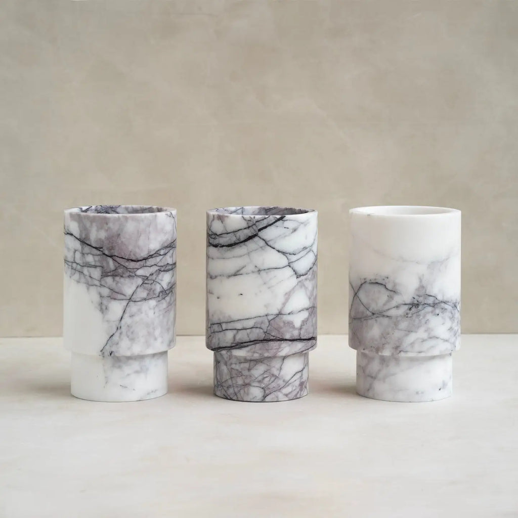 White Lilac Marble Vase - Wine Cooler