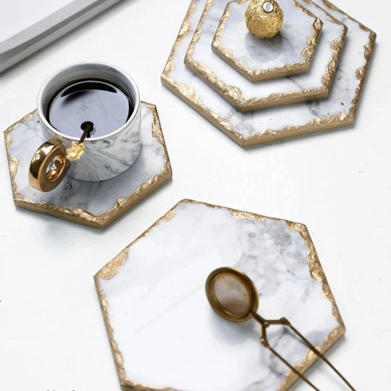 European Marble Coasters | Marble and Gold Coasters
