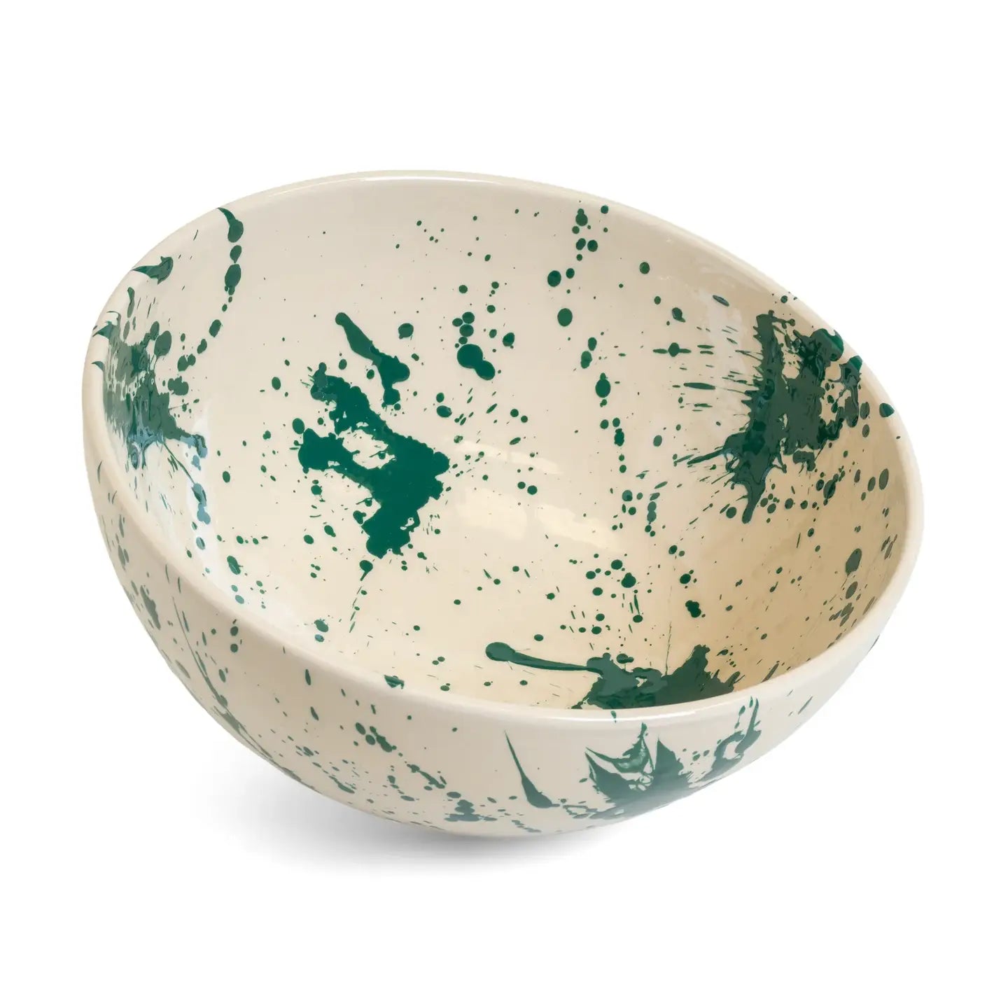 Deep Serving Bowl Green Splatter