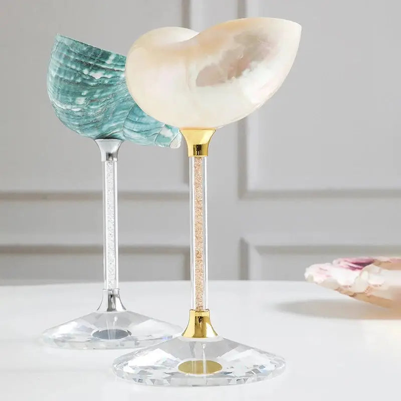 Seashell Glitter Stem Glasses Set of 4 | Cocktail | Barware