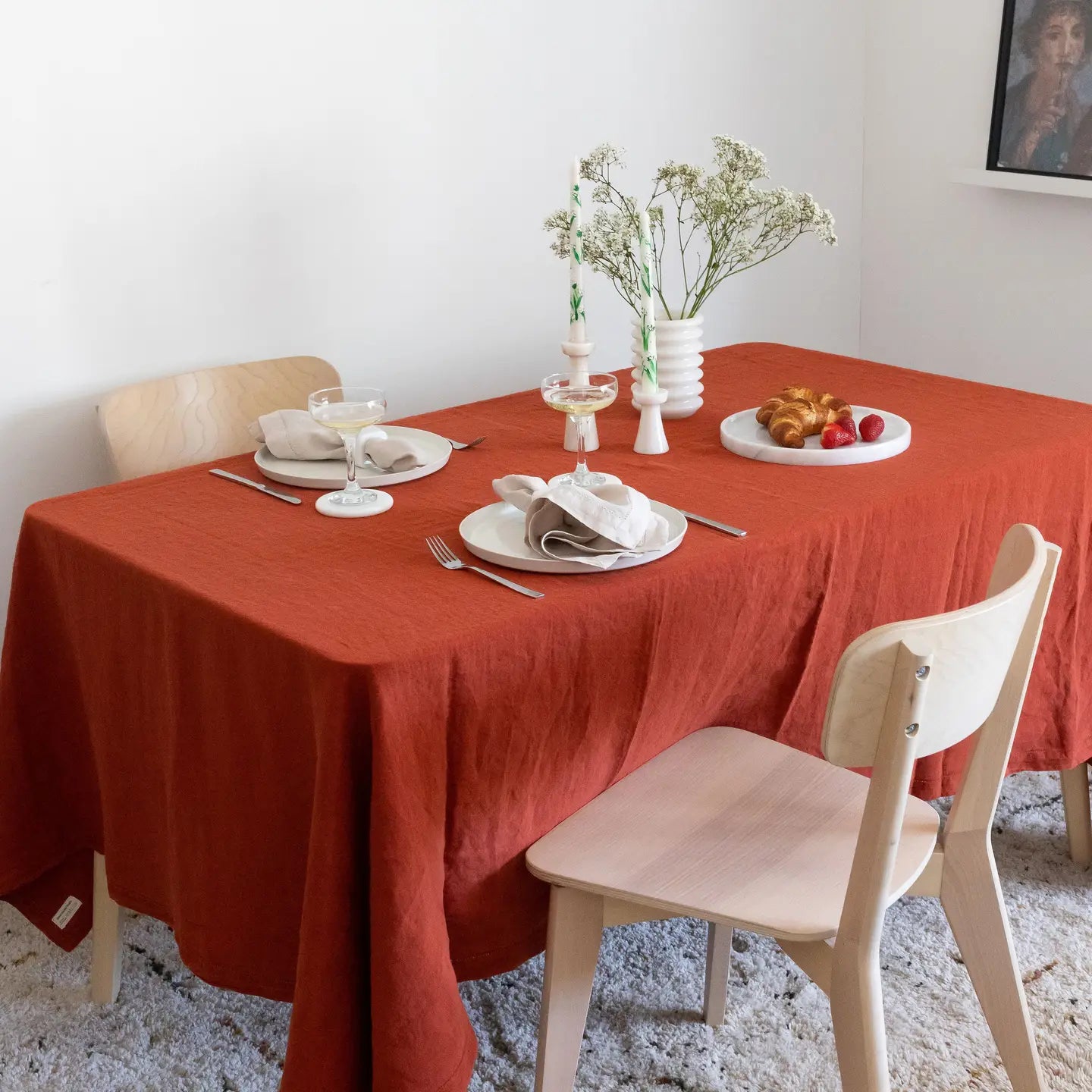 Red Ochre Linen Tablecloth