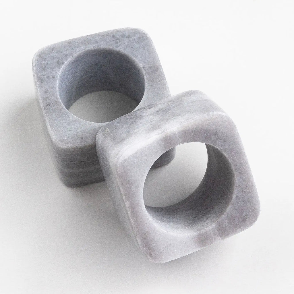 Kai Marble Napkin Ring Set Gray