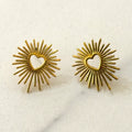 Pendientes Corazón Brillante De Acero Inoxidable