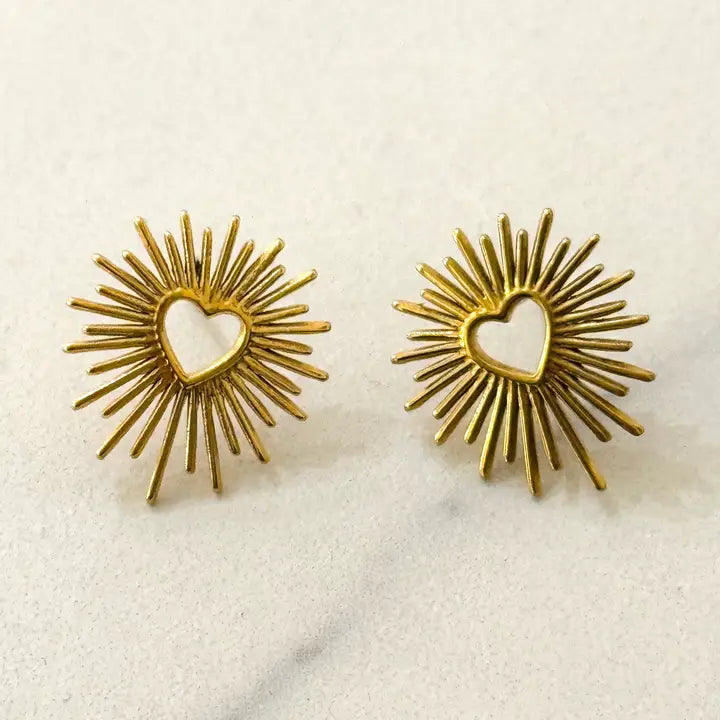 Pendientes Corazón Brillante De Acero Inoxidable