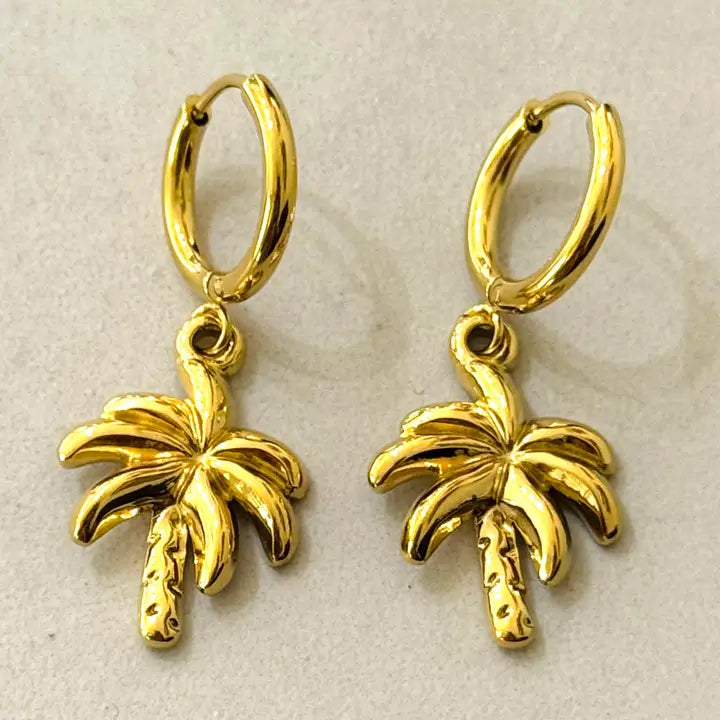 Pendientes De Aro Con Palmera