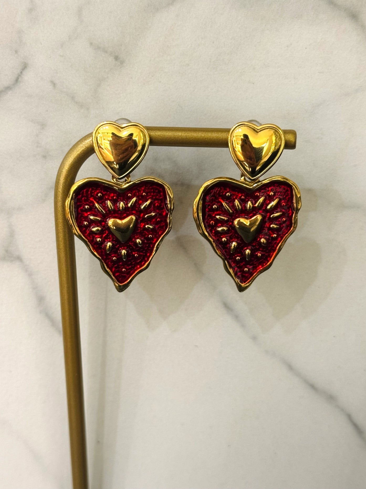 Pendientes Colgantes Corazón Rojo Fuego Del Amor